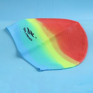 LINSBAYWU Classic Men and Women Silicone Plus Size Swim Cap Long Hair Waterproof Bathing Cap Swimming Hat Swimming Cap Swim Pool Hat