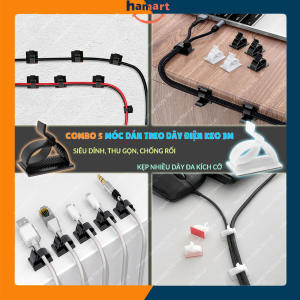 COMBO 2 Móc Treo Dây Điện Keo 3M Siêu Dính Tường Hamart Kẹp Cố Định Chống Rối Dây Cáp