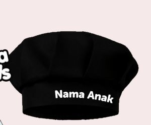 Topi Koki Costum Nama Celemek Appron Satu Set - mawarizki