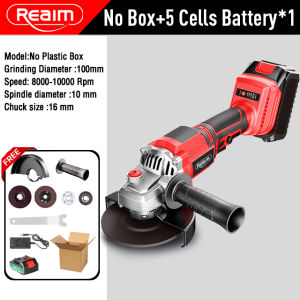 REAIM Cordless Angle Grinder Brushless 2 in 1 Polisher for Cutting & Grinding Rechargeable Lithium Battery with Full Set Accessories & Protective Box