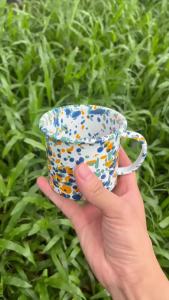 (In stock) thick top quality 380ml splash-i enamel mug cup