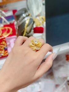 {loại 1} Nhẫn hoa mai đính đá màu cz nhân tạo mạ vàng Kami trang sức sỉ NM24