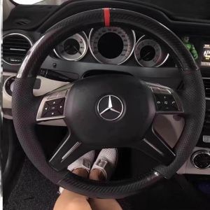 Kaly Hand Stitched Genuine Leather carbon fiber Car Steering Wheel Cover For Benz C180 C200 C260 E200 E260 ML320 ML360 ML400 9N5Q1