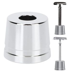 Stainless Steel Razor Stand - Alloy Shaving Holder for Manual Safety Razors Vintage Bathroom Organizer