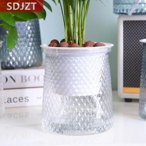 [COD] SDJZT กระถางต้นไม้พลาสติกใสรดน้ำเองสองชั้นแจกันดอกไม้อัตโนมัติกระถางต้นไม้สำหรับตกแต่งกระถางดอกไม้ไฮโดรโพนิก