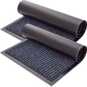 Double Ribbed Striped Mats Entrance Pvc Floor Mat Polyester Door Mat
