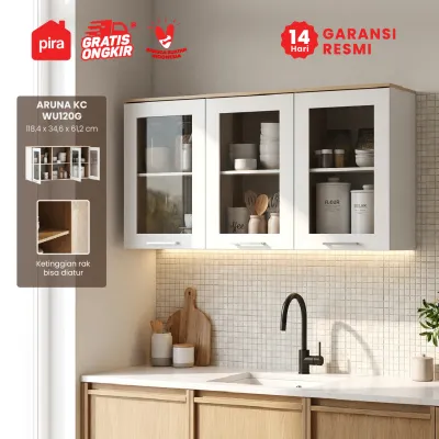 PIRA METROPOLIS OX - ARUNA KC WU120G Rak Dapur / Rak Gantung Dapur / Kitchen Set Atas 3 Pintu Kaca