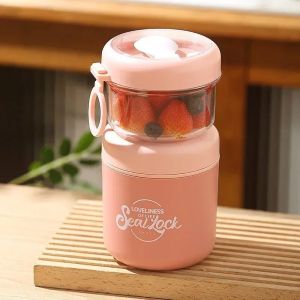Portable Stainless Steel Soup Cup Breakfast Oat Milk Fruit Salad Sealed Bowl with Lid Spoon Insulated Soup Thermos Container2026