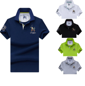 ZeroDis Men Summer Polo Shirt Mens Lapel Plain Breathable Short Sleeve Embroidered Business Casual Polo Shirt