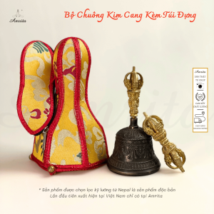 [Amrita] Bộ Chuông Chùy Kim Cang Kèm Túi Đựng - Pháp khí mật tông - Chuông Chày Kim Cương - Amrita - CXNP18