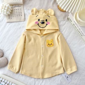 24 Childrens Clothing Autumn New Style Childrens Jacket Boys Girls Hooded Cartoon Ear Cardigan Cute Autumn Thin Stripes
