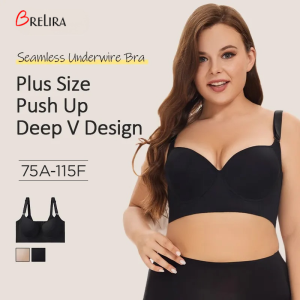 【SINGABRALETTE】Wireless Bra Women Breathable Push Up Bra Support Anti-Sagging Seamless Adjusting Thin Strap Lightweight Minimizer Deep V Underwear