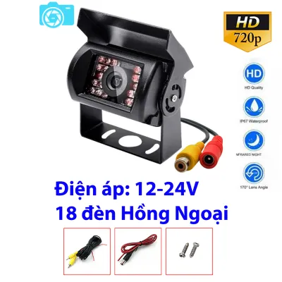 Camera lùi hồng ngoại dành cho xe tải nguồn 12-24V 18 đèn hồng ngoại dây tín hiệu dài 10m
