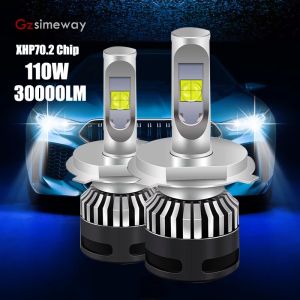 2PCS H4 H7 Led Light Canbus 9005 HB3 H1 HB4 H11 9006 9012 Car Headlight Bulbs 30000LM XHP70 Chip 12V Automobiles Auto Lamp 6000K
