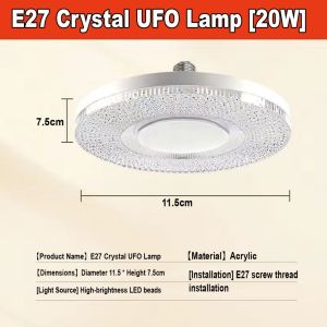 20/50/80W Durable LED Chandelier E27 Energy Saving Crystal Eye-Protecting Bulbs Bright Ceiling Lamp