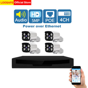 LOOSAFE ชุดกล้องวงจรปิด8CH POE NVRชุดกล้อง CCTV สำหรับใช้กลางแจ้งระบบกล้องนิรภัยพร้อมกล้องวงจรปิด5MP HD 8ชิ้นรุ่นกลางคืนชุด  ระยะไกลสำหรับใส่แพ็กเกจ
