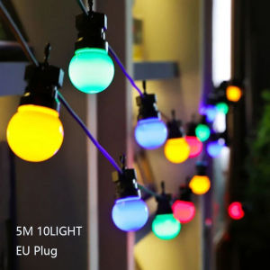 【EU Plug】IP44 LED G50 Milky Globe Ball String Light AC220V Outdoor Garland String For Wedding Lighting Garden Party Patio Outdoor Decor