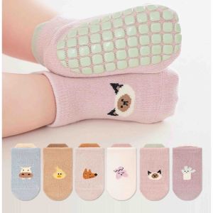 5-Pack Soft Non-Slip Cartoon Character Toddler Ankle Socks Cute Microfiber Floor Socks for Infants & Kids