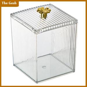 [The Gesh] Makeup Storage Organizer Bathroom Jar Cotton Swab Storage Square Container Cotton Puff Storage Box Cosmetic Cotton Box