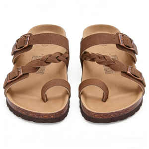 Evshine Womens Summer Cork Sandals Ladies Fashion Suede Beach Flip Flops Comfort Cork Footbed Clogs Slippers with Arch Support2026