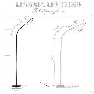 LED Modern Floor Lamps Flexible Gooseneck Standing Reading Light W/Stable Base 4 Color & 5 Brightness Dimmer Touch & Remote Control for Living Room Chair Couch Office Task (Black/White)