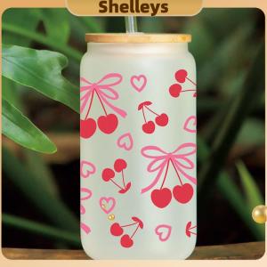 [Shelleys] สติกเกอร์3D แบบ DTF กันแสงยูวีห่อถ้วยขนาด16ออนซ์พิมพ์ลายการ์ตูนรูปโบว์สำหรับแก้วโลหะเซรามิกแบบทำมือ