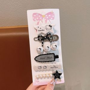 TUmama Bộ Kẹp Tóc Hello Kitty dễ thương cho trẻ em-Ngôi Sao và thiết kế nơ đáng yêu với điểm nhấn ngọc trai phong cách ngọt ngào cho bé gái