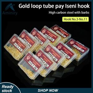 Aminiry[Love sports] 100pcs Box Color With Ring Tube Pay Iseini Hooks Barbed High Carbon Steel Sea Fishing Hooks