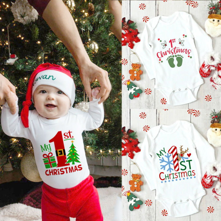 My First Christmas Bodysuit Xmas Party Clothes Newborn Gift Baby
