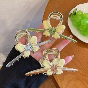 Vintage Golden Butterfly Hair Claws Luxury Hair Clips for Girl Crab Large Korean Barrette Headwear