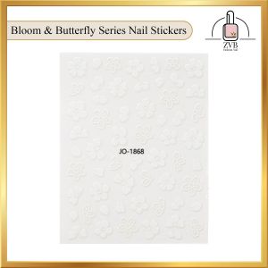 Bloom & Butterfly Series Embossed Nail Stickers | Sakura & Butterfly Embossed Nail Art Decals
