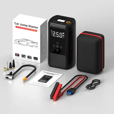 🇸🇬【In Stock】128800mAh Car Jump Starter 12V Power Bank with Air Pump & Emergency Light Jumper Kereta Jump Starter
