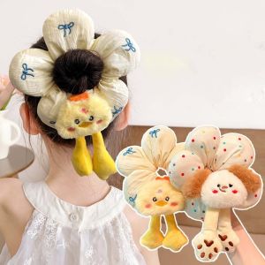 NOVELLEO Phim hoạt hình Dây buộc tóc hình mông động vật Dễ thương Vải Dây buộc tóc bông Dây buộc tóc Vòng tròn ruột già Dây cao su bun Phụ nữ