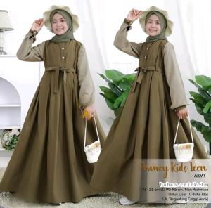 Dress Anak Perempuan Remaja Tanggung Murah Gamis ARMEY DRESS KIDS CRINKLE AIRFLOW USIA 10-13 TAHUN