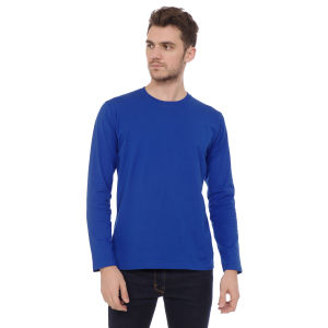 Kaos Polos Pria Oneck Lengan Panjang Bahan Katun Combed 30s Warna Biru Benhur