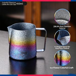BINCOO Titanium Latte Cup Coffee Pitcher Milk Forther Jug with Latte Art Pen Milk Frother Set Professional Coffee Tools Kit