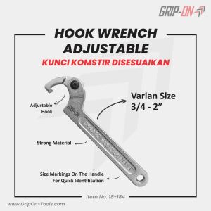 Grip-On Hook Wrench Adjustable - Kunci Komstir Flexible - Kunci Kait Fleksibel