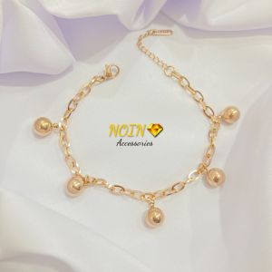 Gelang Titanium Wanita Paper Clip Bola Kilap K-Style Anti Karat