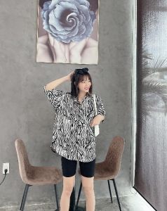 [HCM]Set Áo sơ mi nữ họa tiết da beo ngựa vằn + quần short