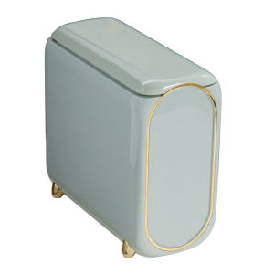 JustLiving 10L Narrow Trash Can with Cover Bathroom Slim Rubbish Bin Portable Dustbin for Kitchen Large Press-type Trash Home Rectangular Garbage Bin Plastic Garbage Container Bin