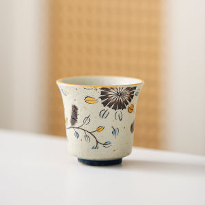 青花火石红茶杯主人杯个人专用复古中国风品茗杯送礼待客杯马蹄杯