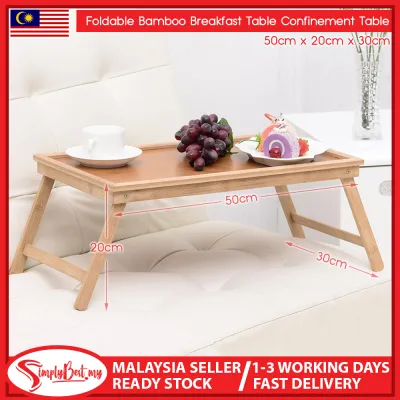 SIMPLYBEST Bamboo Lap Tray Foldable Table Desk Breakfast Serving Bed Tray Breakfast in Bed Dinner by the TV Desk