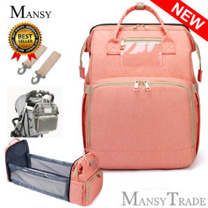 Mansy Portable Diaper Bag Baby Multifunction Large Capacity Travel Backapack Baby Cot Bed Diaper Changing Table Pads for Mom Dad Baby Folding Crib Fashion Mummy Bag