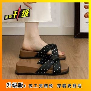 Free Shipping 2026 New Fashion-Style Polka Dot Wedge Sandals For Women Summer Outdoor Wear Perfect With Dresses One-Strap Sandals