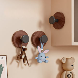 Walnut Wood Suction Hook Door Back Hook Strong Adhesive Wall Hook Bathroom Kitchen Holder Rack