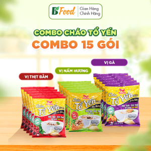 Combo 15 gói cháo ăn liền YẾN LỘC PHÁT Cháo Tổ Yến Gold vi Thịt Bằm vị Gà vị Nấm Hương cháo cho  trẻ em người già phục hồi sức khỏe ăn chay ăn kiêng dinh dưỡng dễ tiêu