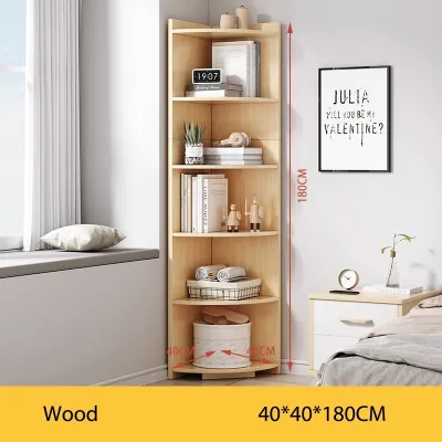 LALA Corner Storage Cabinet Space Saving Bookshelf Rak Buku Living Room Shelves Office Simple Storage Cabinet Storage Rack
