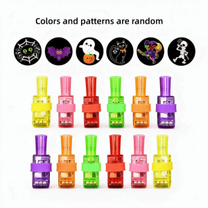 HUNIU 12 Piece Phát sáng trong bóng tối. Đèn chiếu hình LED Halloween Màu sắc ngẫu nhiên Họa tiết rõ ràng Đèn chiếu hình vòng sáng Hài hước Mini Đèn chiếu hình ngón tay Trẻ em