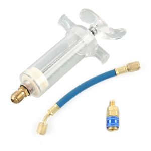 ERMENLED 30ml Oil And Dye Injector 1/4" SAE Thread With Quick Coupler Adapter Coolant Filling Tube Convenient Refrigerant Injector