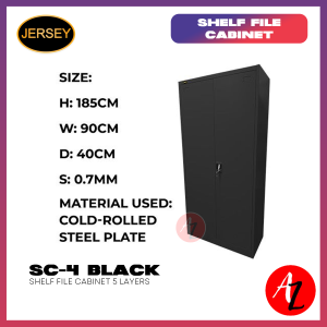 Jersey SC-4 Beige Black Shelf File Cabinet 5 Layers